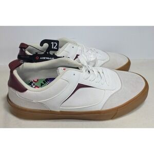New Airwalk Huntington Mens White Maroon Leather Suede Sneakers Size 12 Lace Up‎